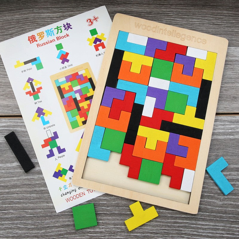 Puzzle Montessoridin Lemn, Tip Tetris