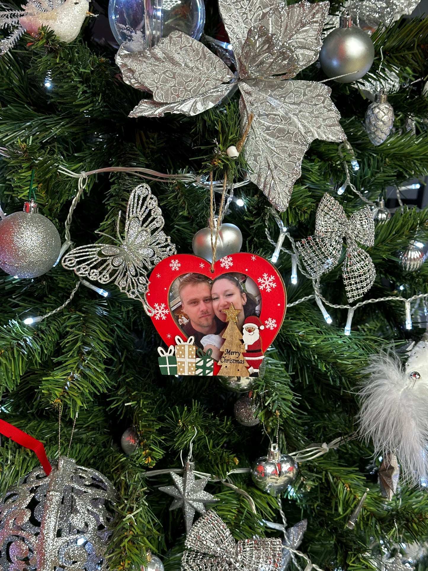 Ornament brad Personalizat cu poza - REN / Inimioara / Om de zapada - Lemn