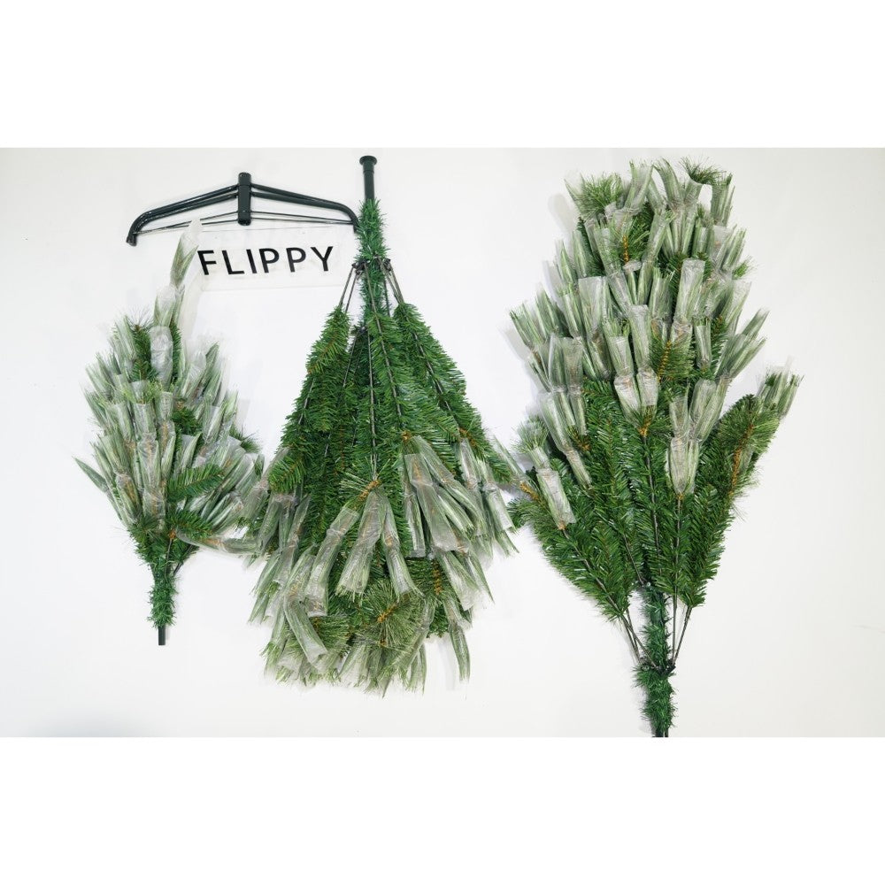 Brad artificial de Craciun tip pin, pentru interior/exterior, inaltime 180 cm, 626 ramuri, verde, suport metalic inclus