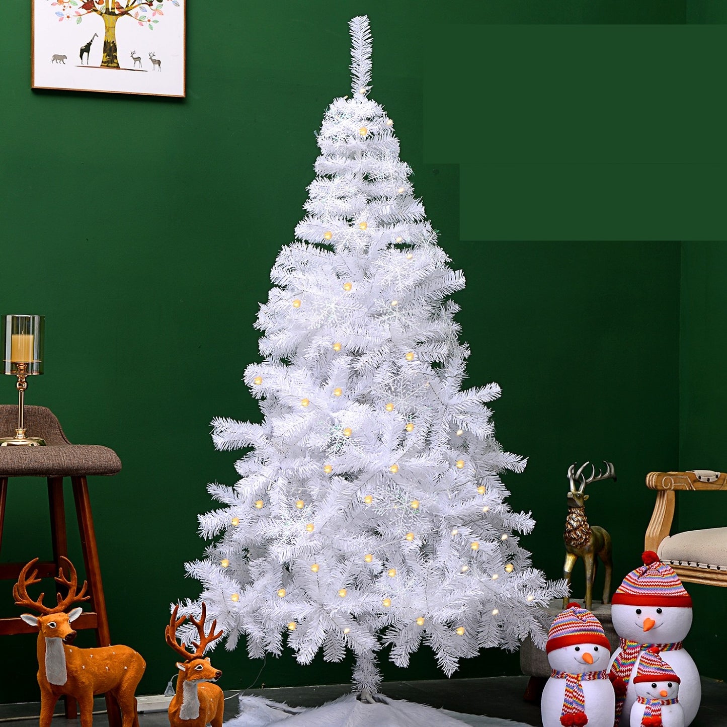 Brad de Craciun artificial cu suport, 120 cm, 240 ramuri/varfuri,  interior/exterior, alb