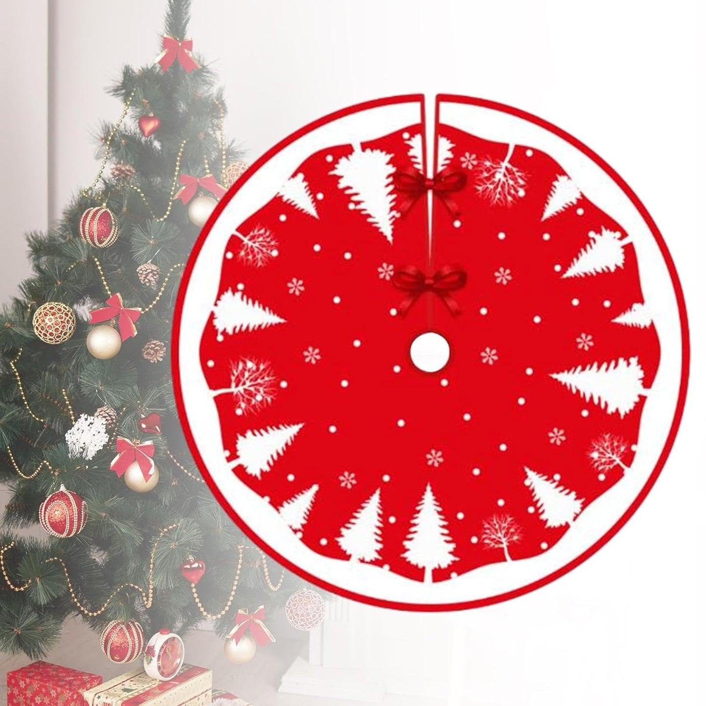 Covoras pentru Bradul de Craciun din Tesatura Pufoasa Model Gnomi