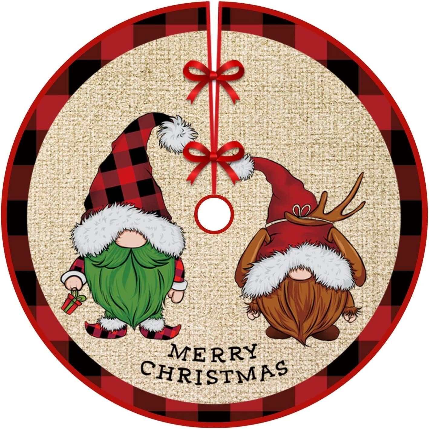 Covoras pentru Bradul de Craciun din Tesatura Pufoasa Model Gnomi