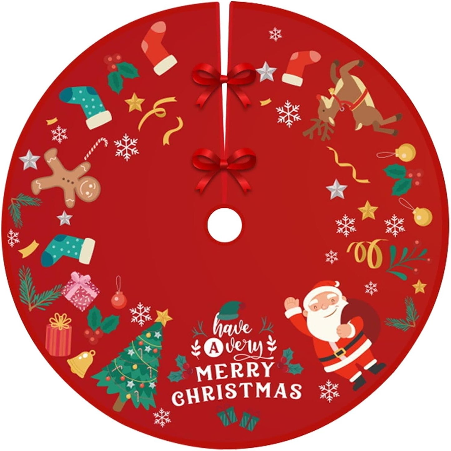 Covoras pentru Bradul de Craciun din Tesatura Pufoasa Model Gnomi