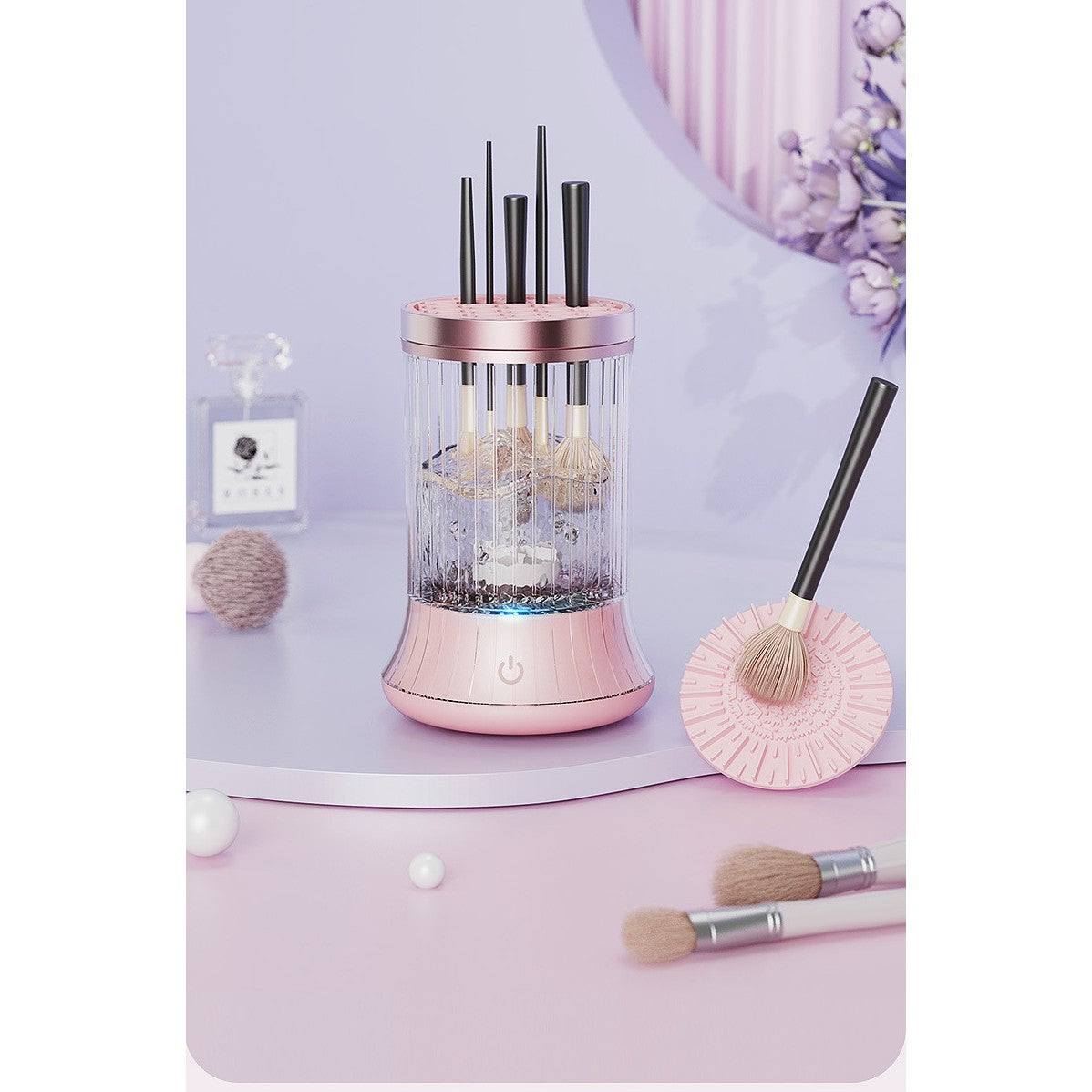 Dispozitiv Portabil de Curatare a Pensulelor de Machiaj Potrivit pentru Pensule de Diferite Dimensiuni 7000RPM Vibratii Sonice, USB