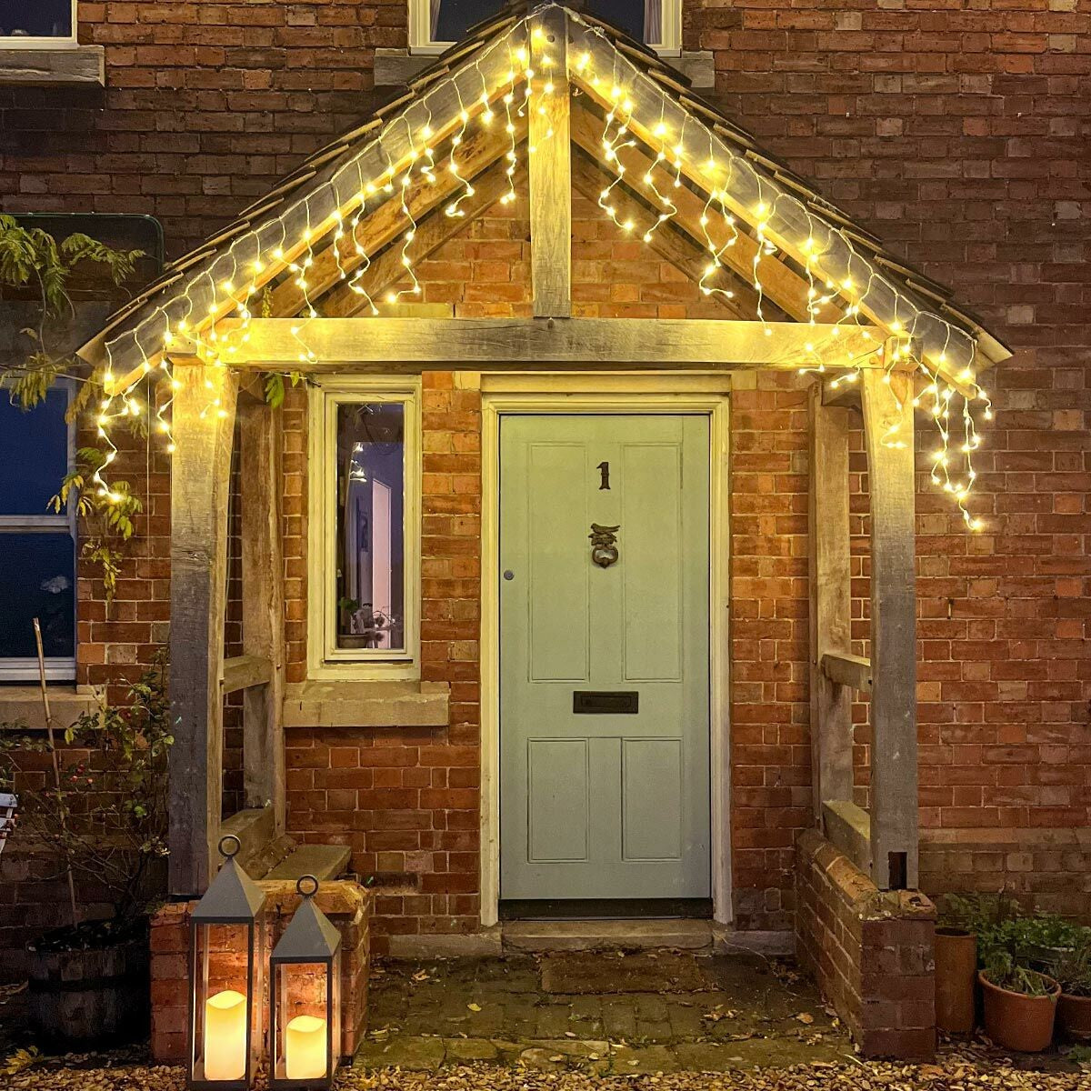 Instalatie Craciun Tip Franjuri/Turturi 12 m 300 LED-uri 8 Jocuri de Lumini Interconectabila Fir transparent