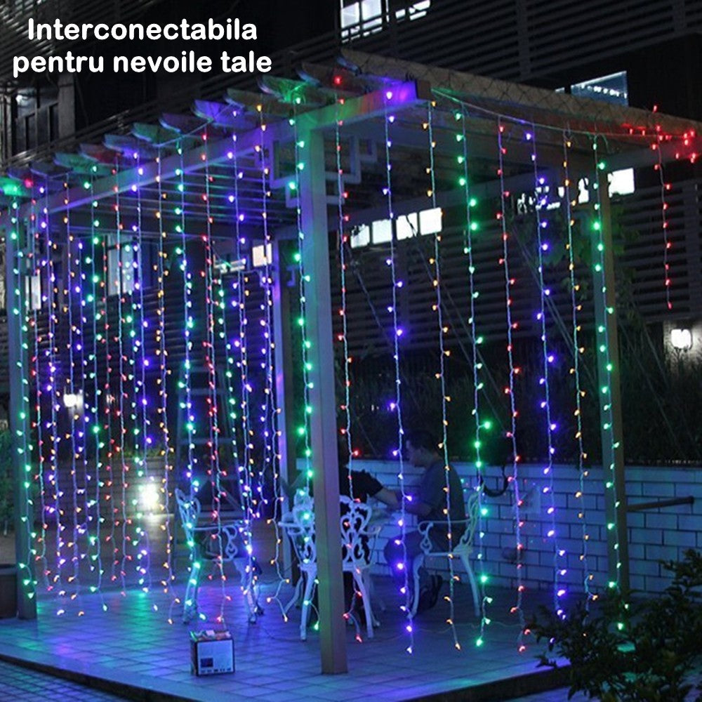 Instalatie Craciun Tip Perdea 2 m x 2 m, 240 LED-uri Interconectabila Fir transparent