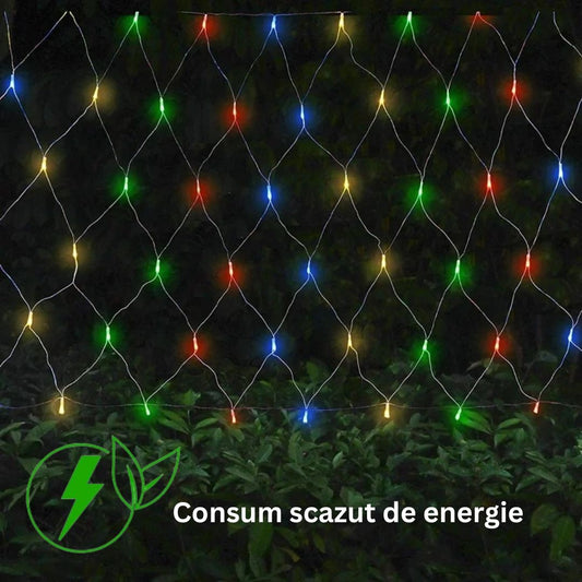 Instalatie Craciun Tip Plasa 1.5 m x 1.5 m 120 LED-uri Interconectabila Fir Transparent