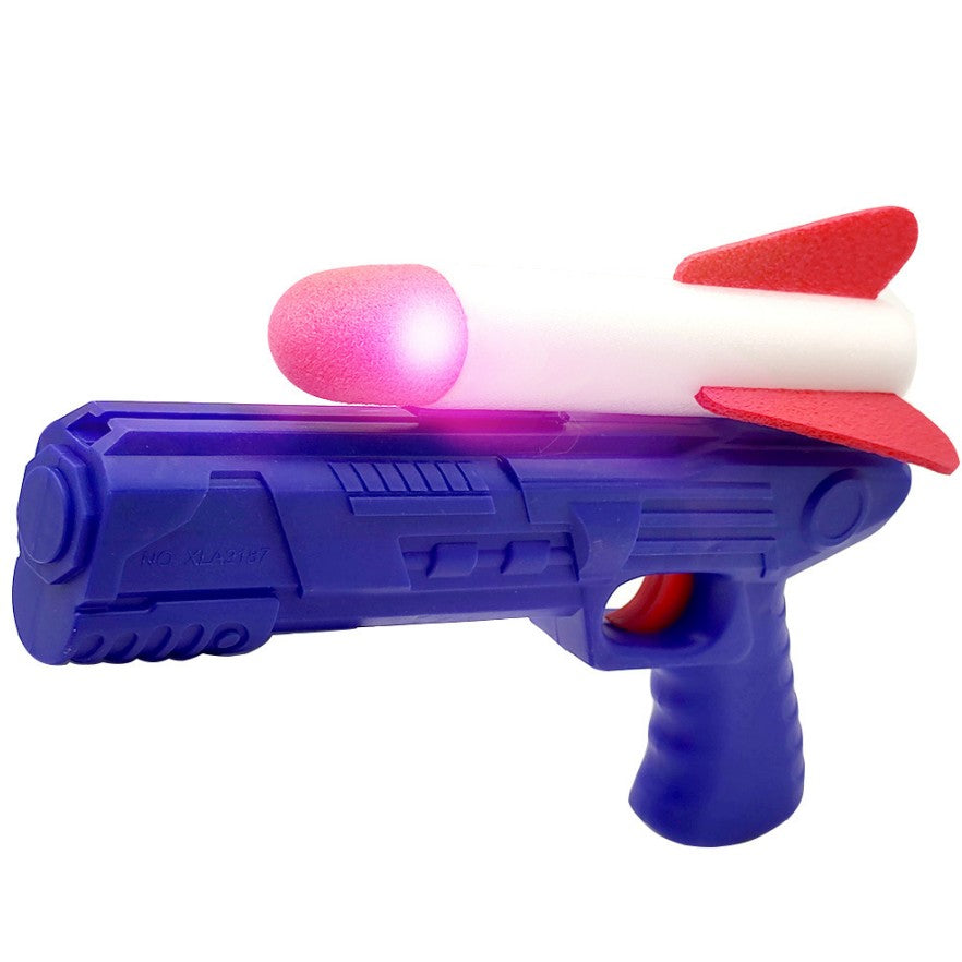 Pistol de Jucarie cu Lansator de Racheta, din Polistiren/Plastic, Lumina LED