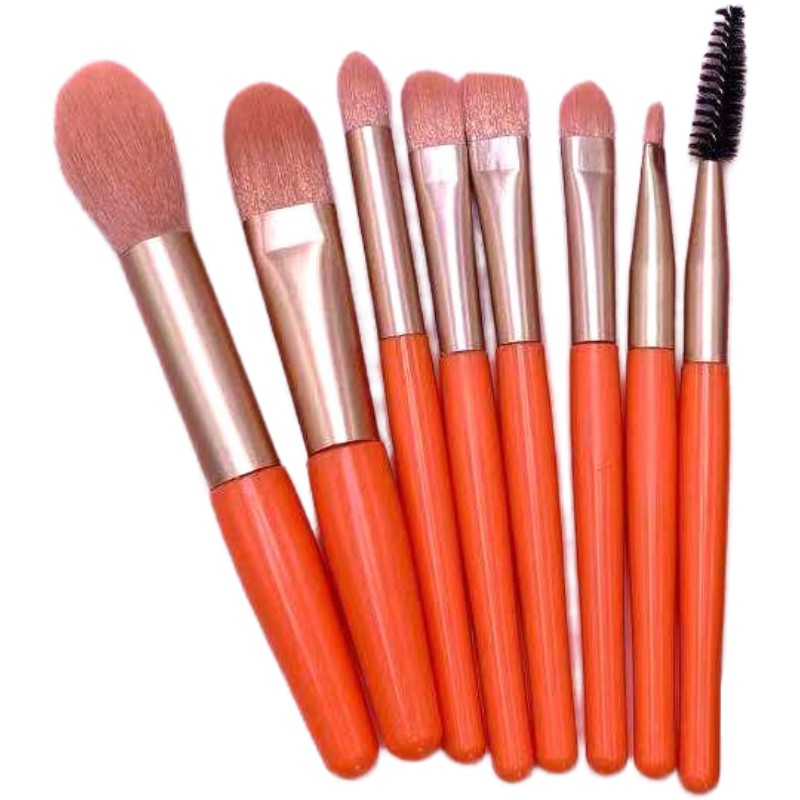 Mini Set Portabil 8 Pensule pentru Machiaj Super Soft Makeup Profesional/Incepatori Maner Ergonomic Gentuta Depozitare Inclusa