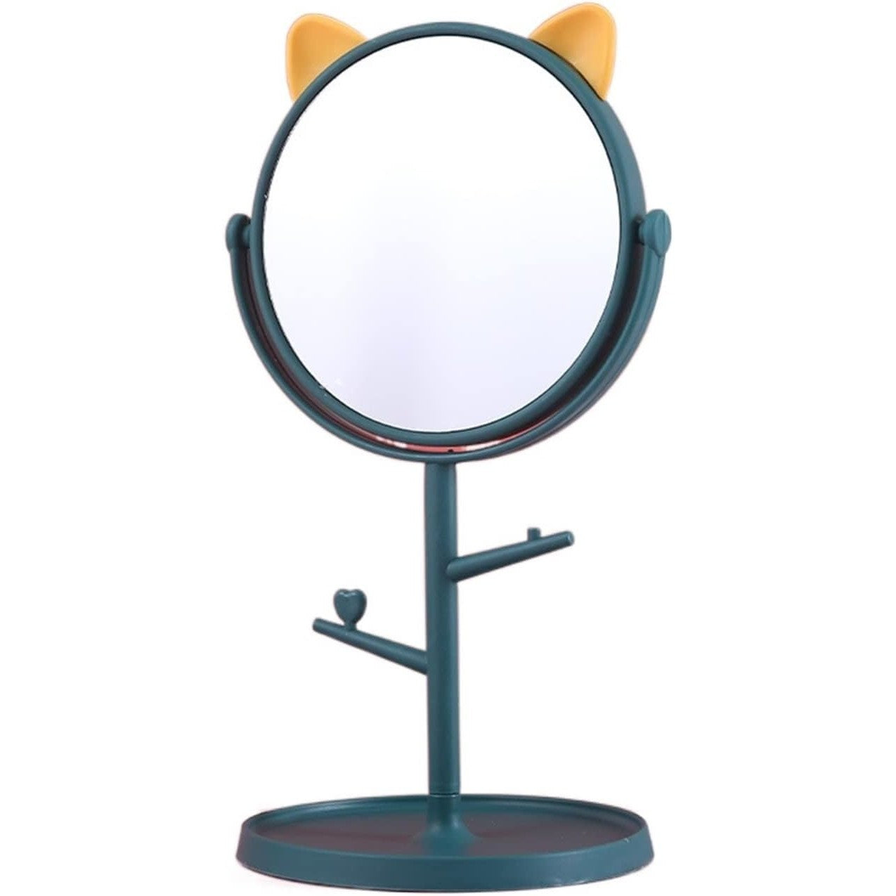 Oglina Cosmetica cu Picior Rotire 360 Grade 15 cm Diametru Suport Bijuterii