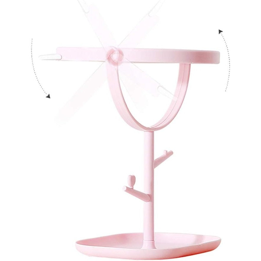 Oglina Cosmetica cu Picior Rotire 360 Grade 15 cm Diametru Suport Bijuterii