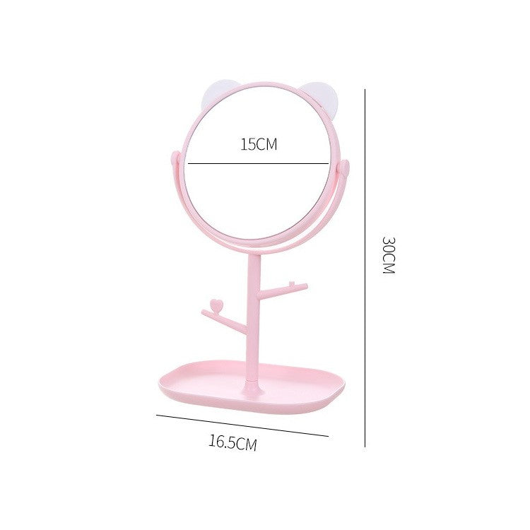 Oglina Cosmetica cu Picior Rotire 360 Grade 15 cm Diametru Suport Bijuterii