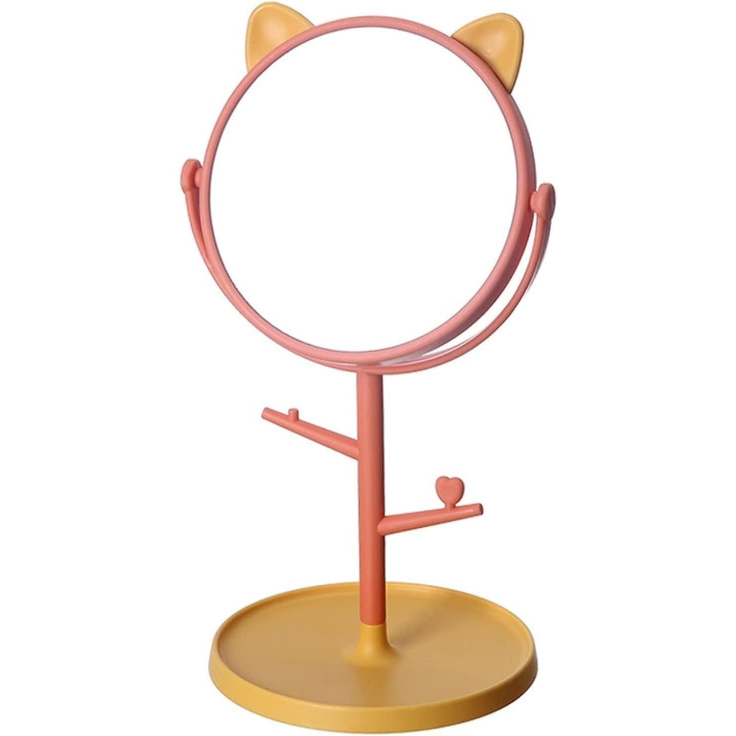 Oglina Cosmetica cu Picior Rotire 360 Grade 15 cm Diametru Suport Bijuterii