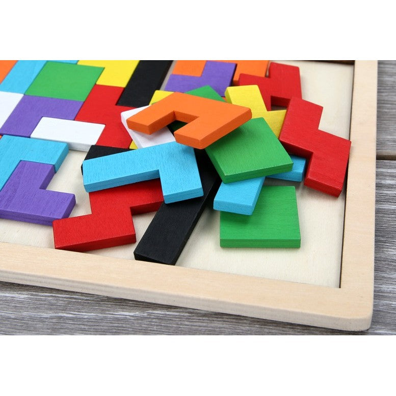 Puzzle Montessoridin Lemn, Tip Tetris
