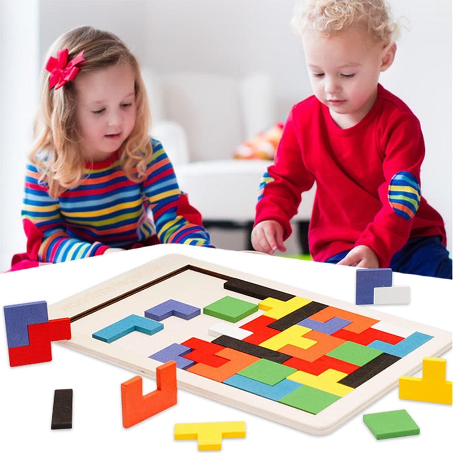 Puzzle Montessoridin Lemn, Tip Tetris