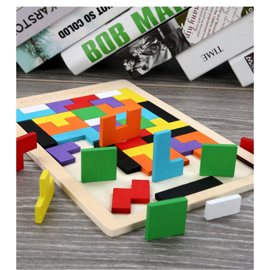 Puzzle Montessoridin Lemn, Tip Tetris