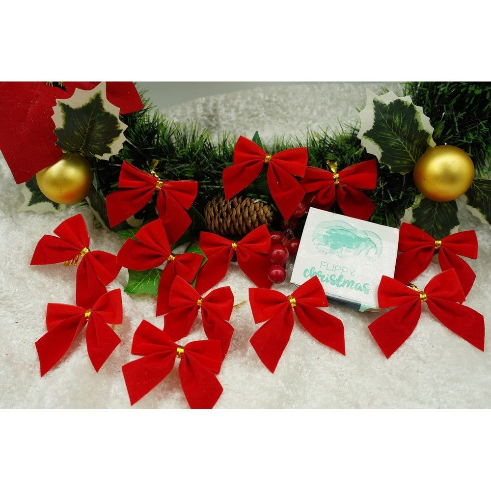 Set 12 fundite pentru brad Rosii clasice 5 x 5 cm din poliester