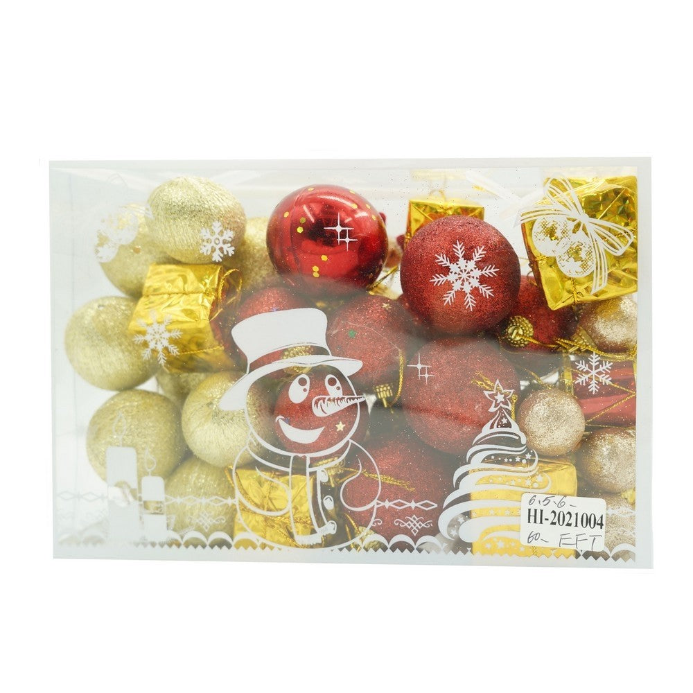 Set de 45 ornamente de brad rosu auriu