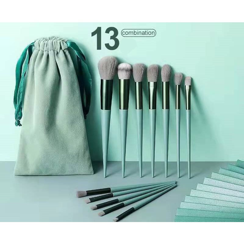 Set 13 pensule pentru machiaj super soft makeup profesional/incepatori verde
